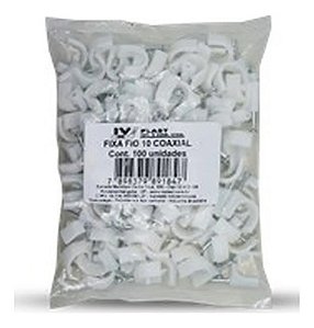 Kit 100 Fixa Fio 10 Coaxial Com Prego Ivplast 36.100.003