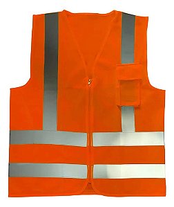 Colete Refletivo Laranja 1 Bolso Com Zíper Volk Tam Eeeg