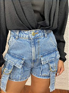 Short Cargo Jeans Bolsos Frente