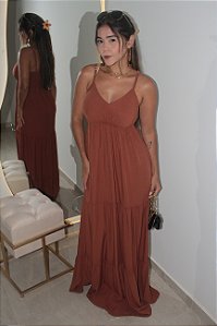 Vestido Longo Decote Fechado
