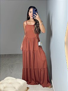 Vestido Longo com Decote Reto