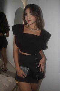 Cropped Babado Decote Reto