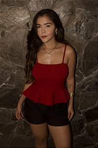 Blusa Peplum Tricô Alça Fina