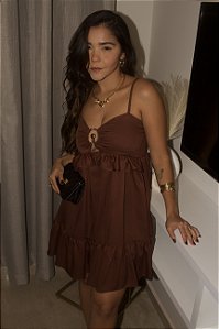 Vestido Curto Recorte Central