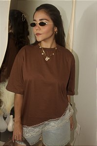 T-shirt Com Renda Feminina