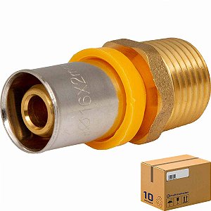 Conector Multicamadas PEX GÁS 16mm x 1/2" (Caixa 10 Unidades)