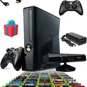 Console Xbox 360 Slim 4gb + 2 Controles E 1 Jogo - Usado