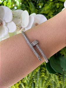 Bracelete Prego Cravejado Folheado