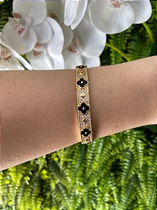 Bracelete Trevo Preto (Folheado)