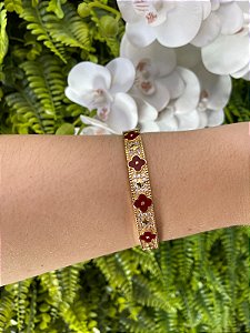 Bracelete Trevo Vermelho (Folheado)