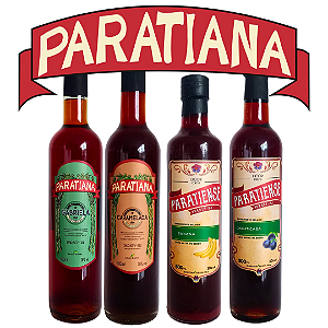 KIT 4 LICORES PARATIANA - BANANA - JABUTICABA - GABRIELA - CARAMELADA