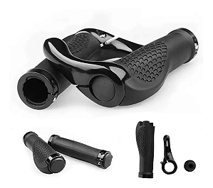 Manopla Anatômica Com Bar Ends Confort De Guidão Bicicleta Cor Preto