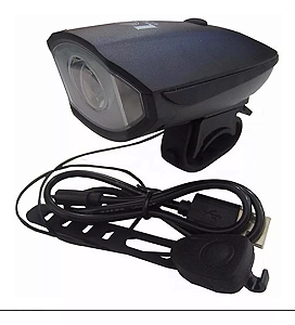 Farol Com Buzina 250 Lúmens Bateria Recarregável Bike Usb