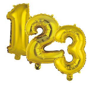 Balão Metalizado Dourado 16" Números