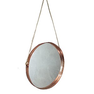 Espelho Decorativo Redondo Cobre Puro 40cm