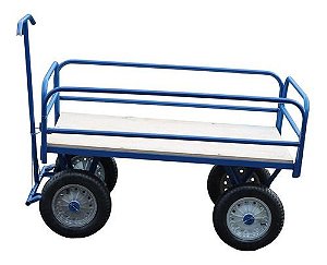 Carrinho Plataforma Leva Até 600kg Com Grades Removível