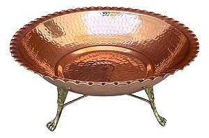 Fruteira Cobre Pé De Bronze 37 Cm Metal Arte