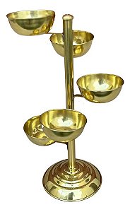 Suporte Dourado Latão Para Frutas Drink Bartenders 5 Cumbuca