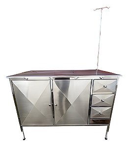 Mesa Veterinária Em Inox Atendimento Com Gabinete E Gavetas