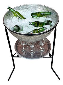 Champanheira Cervejeira Cor Prata Com Bandeja Para Taças