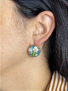 Brinco Resina Flor Redondo
