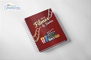 Planner Filmes & Séries - Diário de Filmes, Séries e Animes Assistidos - Capa Vermelha