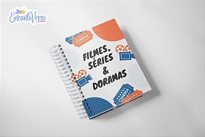 Planner Filmes, Séries & Doramas - Diário de Filmes, Séries, Animes e Doramas - Capa Azul e Laranja