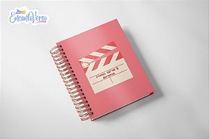 Planner Filmes, Séries & Doramas - Diário de Filmes, Séries, Animes e Doramas - Capa Rosa Claquete