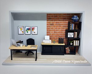 Quadro Cenário Miniatura Escritório
