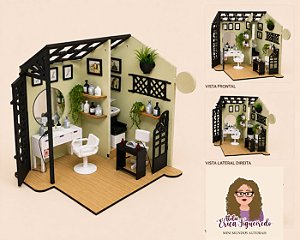 Quadro Cenário Miniatura Salão de Beleza - Cabeleireiro