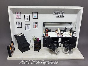 Quadro Cenário Miniatura Salão de Beleza - Cabeleireiro