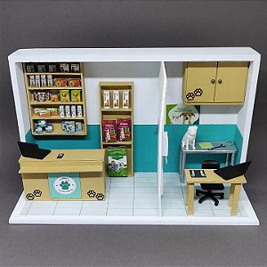 Quadro Cenário Miniatura Clínica Veterinária - Pet Shop