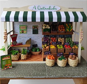 Quadro Cenário em Miniatura Quitanda - Feira de Frutas