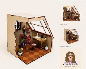 Quadro Cenário Miniatura Ateliê de Pintura