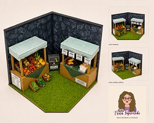 Quadro Cenário Miniatura Feirante - Feira