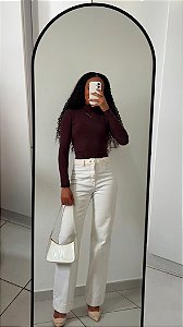 BLUSA GOLA ALTA MARROM