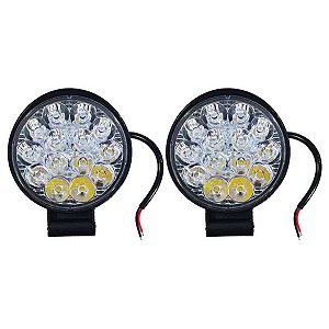 Par Farol Milha Auxiliar Redondo 14 LEDS Bivolt 12/24V 7,2W