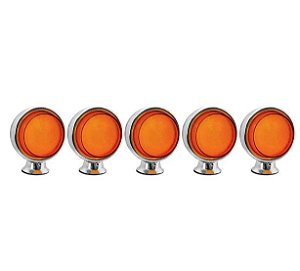 Kit 5 Lanternas Foguinho Laranja Led 12/24V Com Suporte - H3