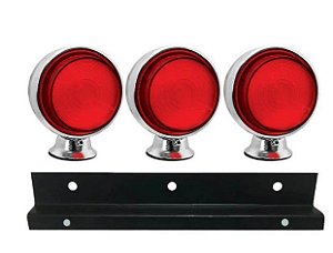 Kit 3 Lanternas Foguinho Vermelha Led 12/24V Com Suporte- H3