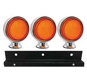 Kit 3 Lanternas Foguinho Laranja Led 12/24V Com Suporte - H3
