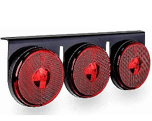 Kit Lanterna 3 Marias LED Vermelha 12/24V Com Suporte em Ferro - H3