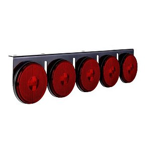 Kit Lanterna 5 Marias LED Vermelha 12/24V Com Suporte em Ferro - H3