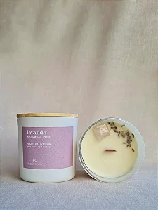 Vela Natural de Lavanda e Quartzo Rosa 170gr Maria Terra