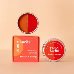 DUO Batom Cremoso Multifuncional 3 em 1 - Morango + Damasco