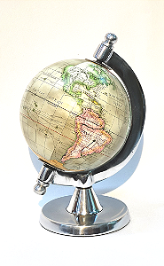 Globo Terrestre Político Mapa Mundi com Esfera giratória base cromado 18x10 diam.