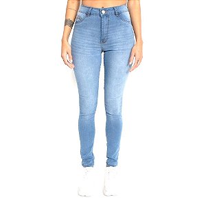 Calça Hot Pant Feminina Skinny Jeans Azul Médio Lady Rock