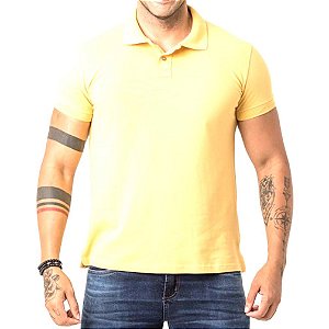 Camisa Polo Básica Masculina Amarela Fit Zune