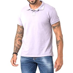 Camisa Polo Básica Masculina Cinza Claro Fit Zune