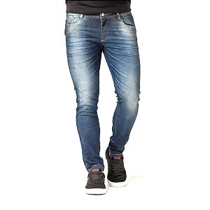 Calça Jeans Masculina Estonada Com Respingos de Tinta Super Skinny Fit Zune