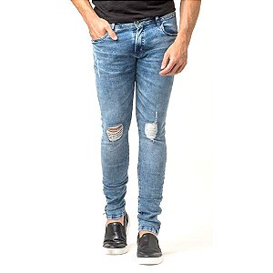 Calça Jeans Masculina Destroyed Super Skinny Fit Zune
